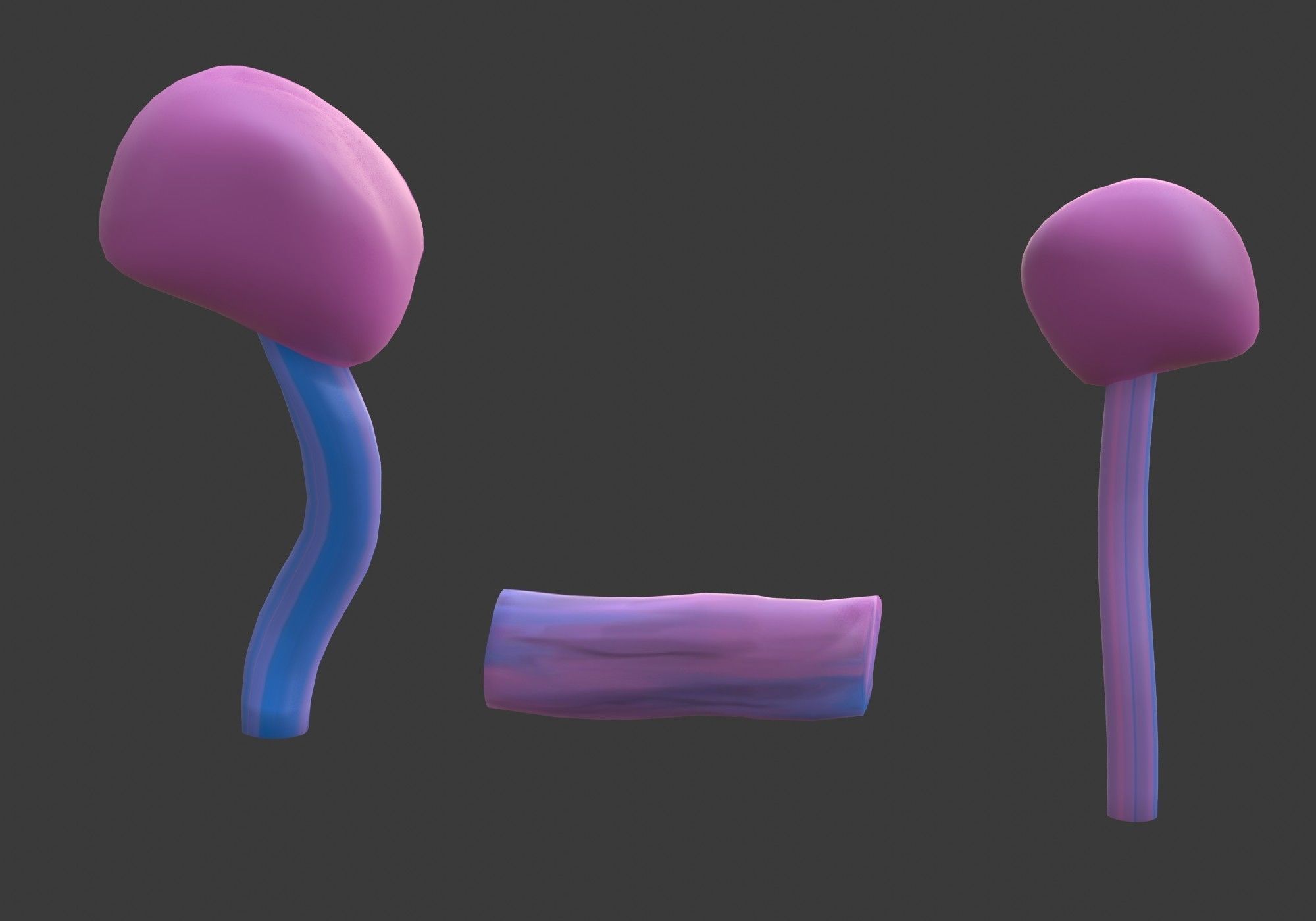 pink trees collection Low-poly 3D model_6