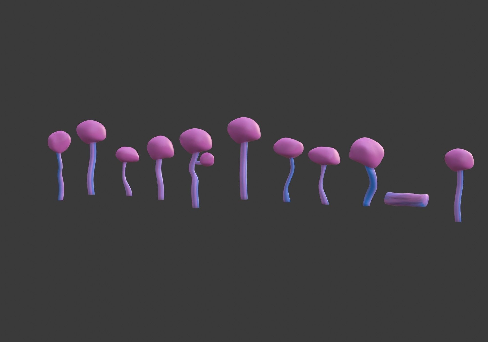 pink trees collection Low-poly 3D model_8