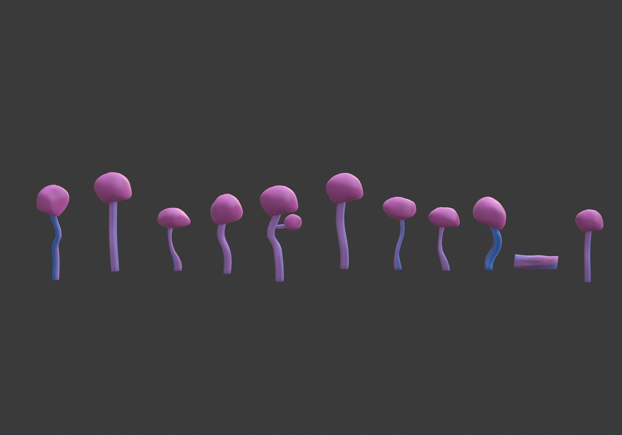 pink trees collection Low-poly 3D model_5