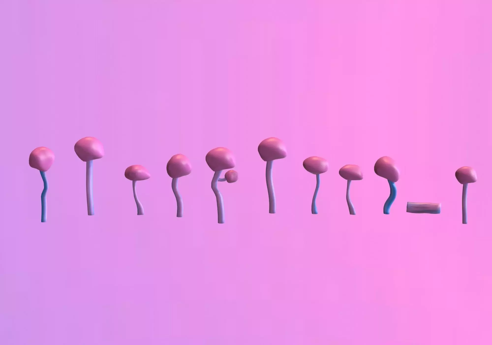 pink trees collection Low-poly 3D model_0