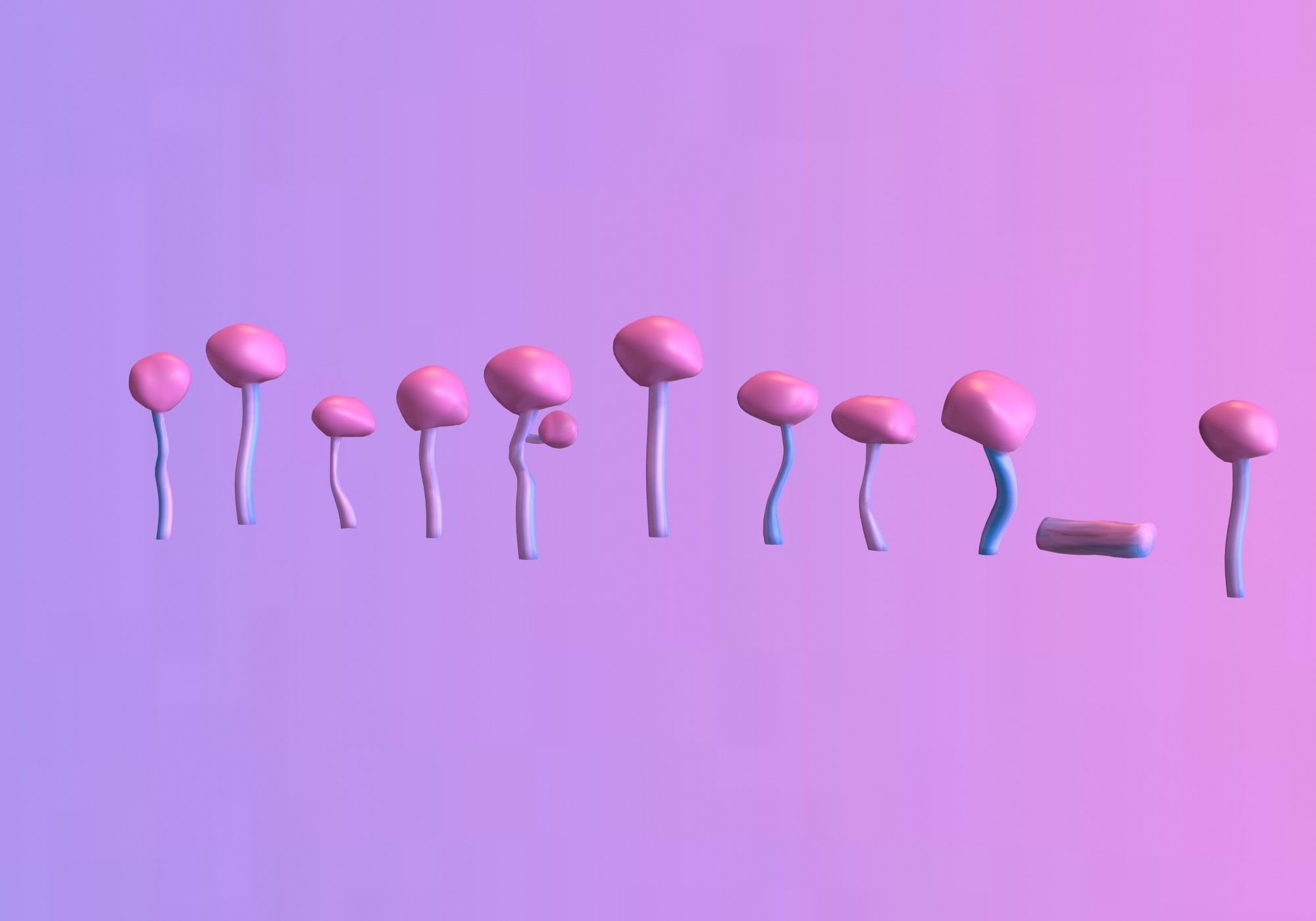 pink trees collection Low-poly 3D model_3