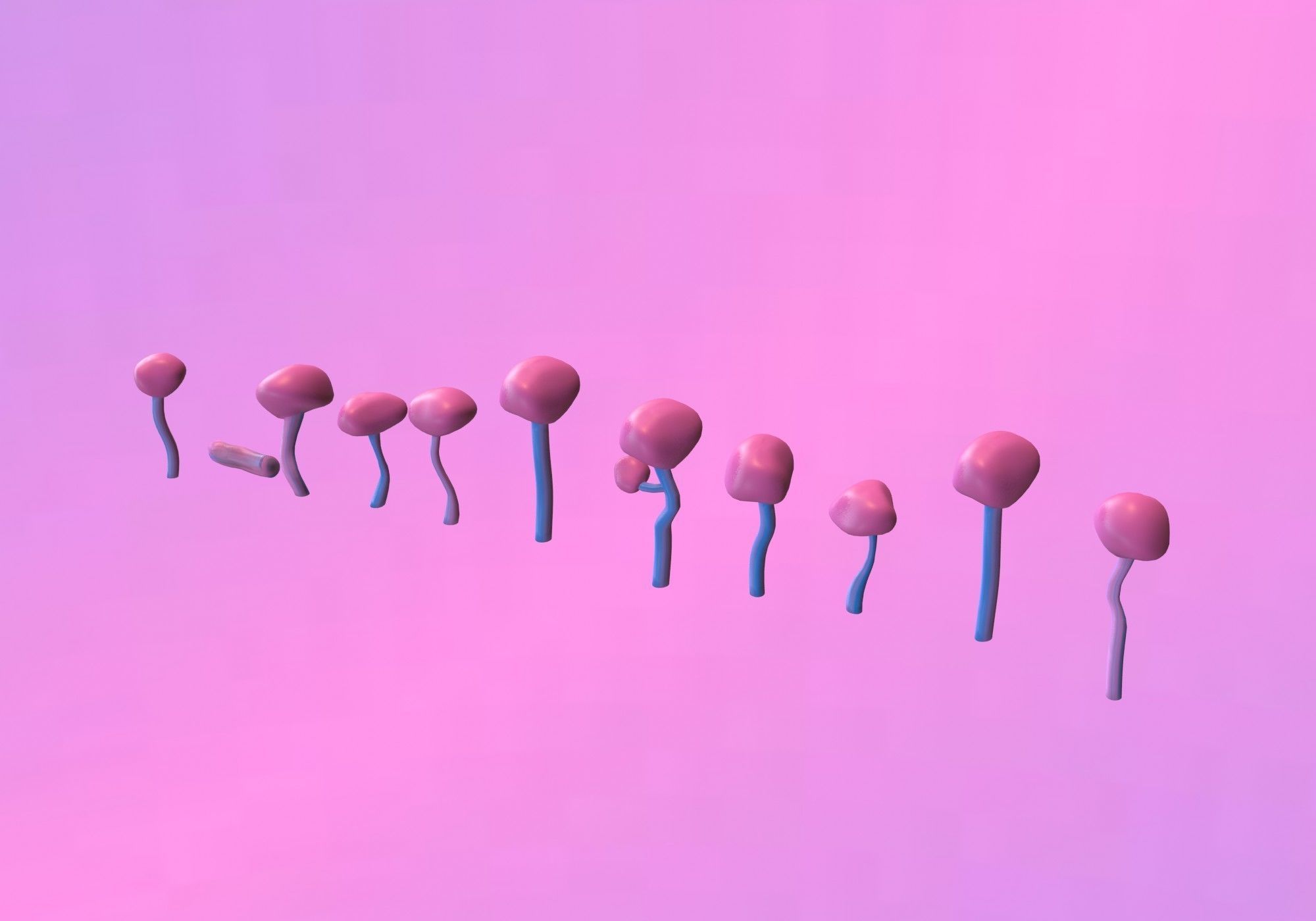 pink trees collection Low-poly 3D model_4
