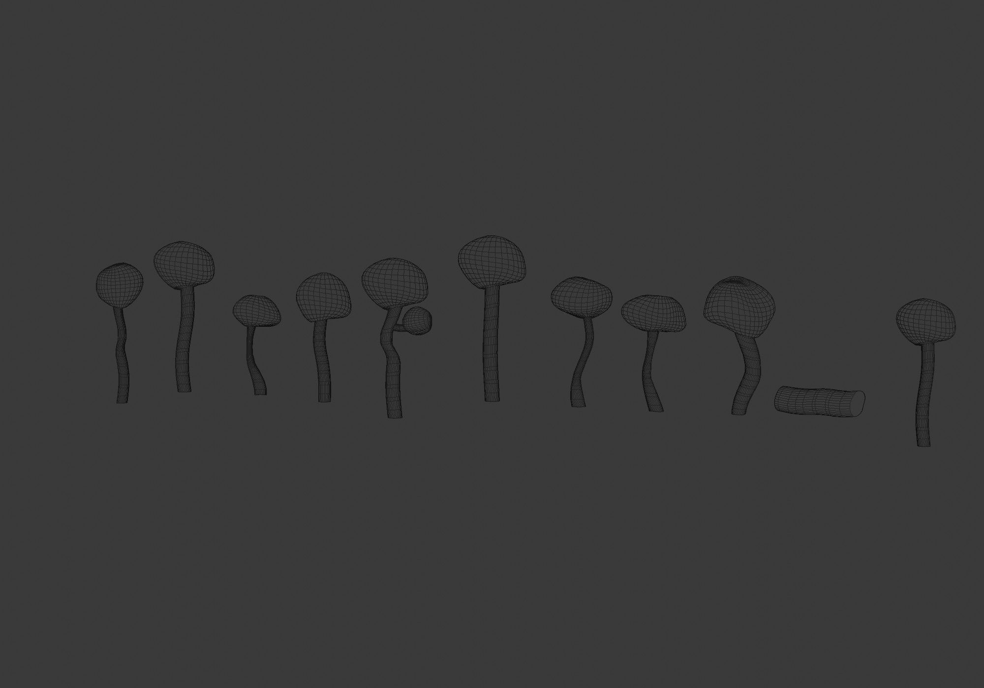 pink trees collection Low-poly 3D model_16