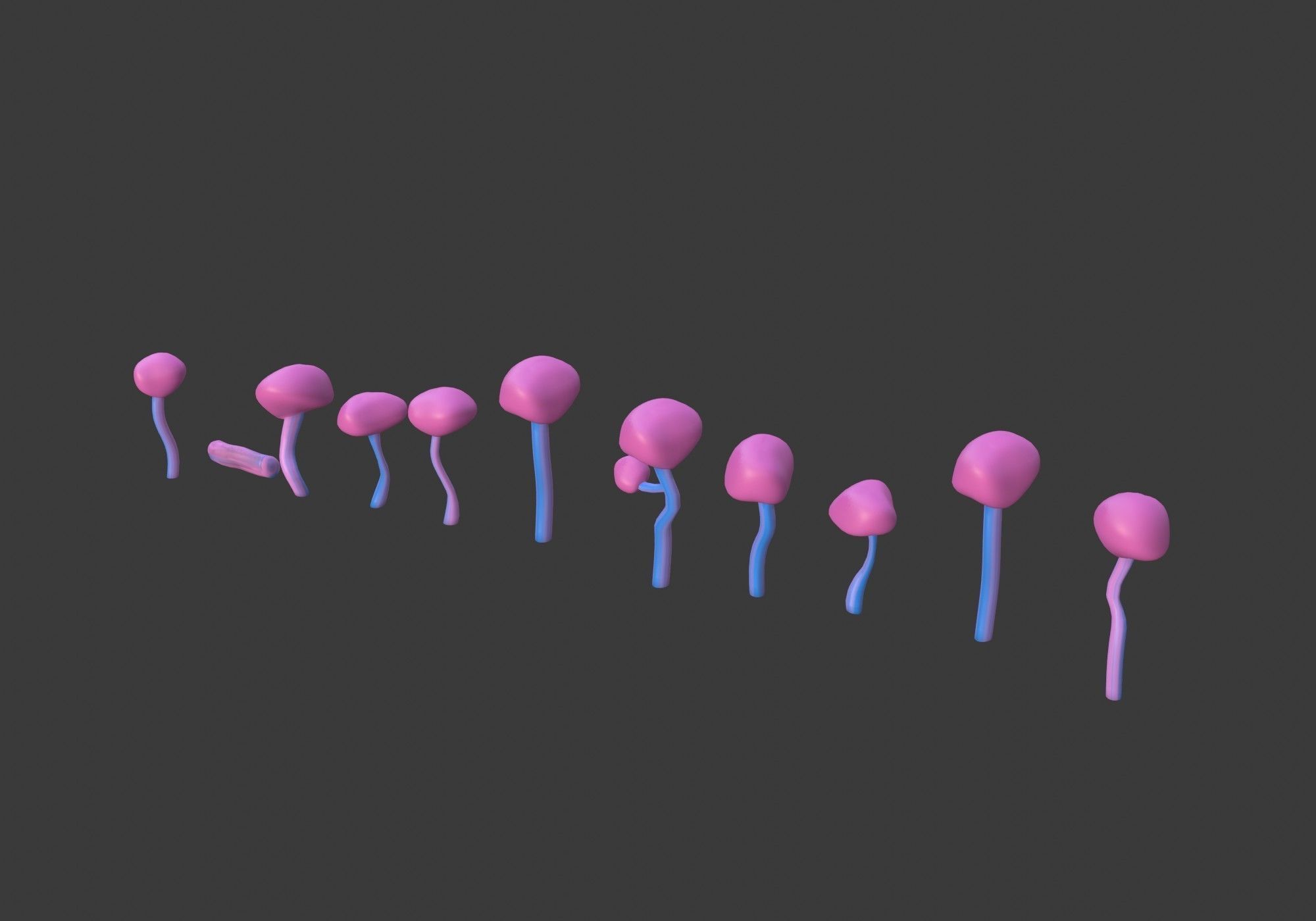 pink trees collection Low-poly 3D model_9