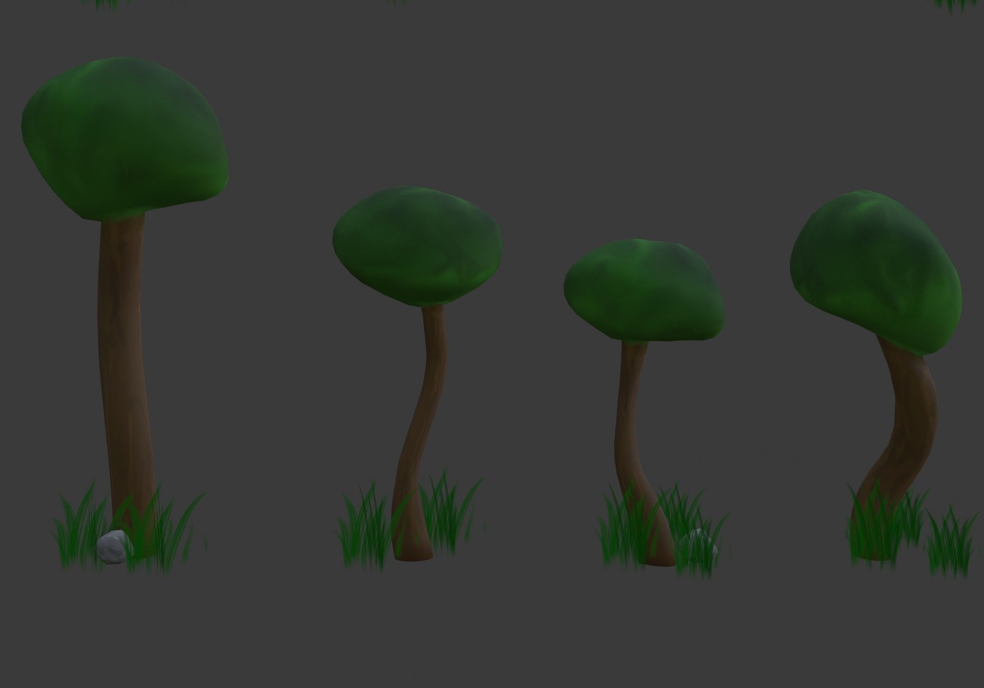 low poly trees collection set of and grass Low-poly 3D model_8