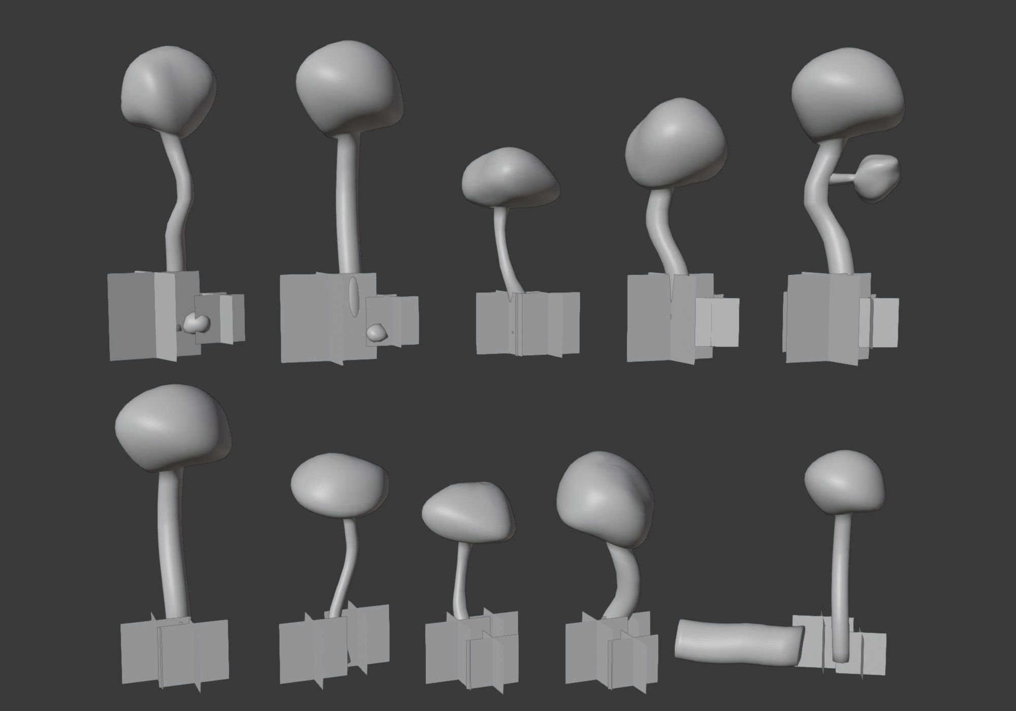 low poly trees collection set of and grass Low-poly 3D model_12