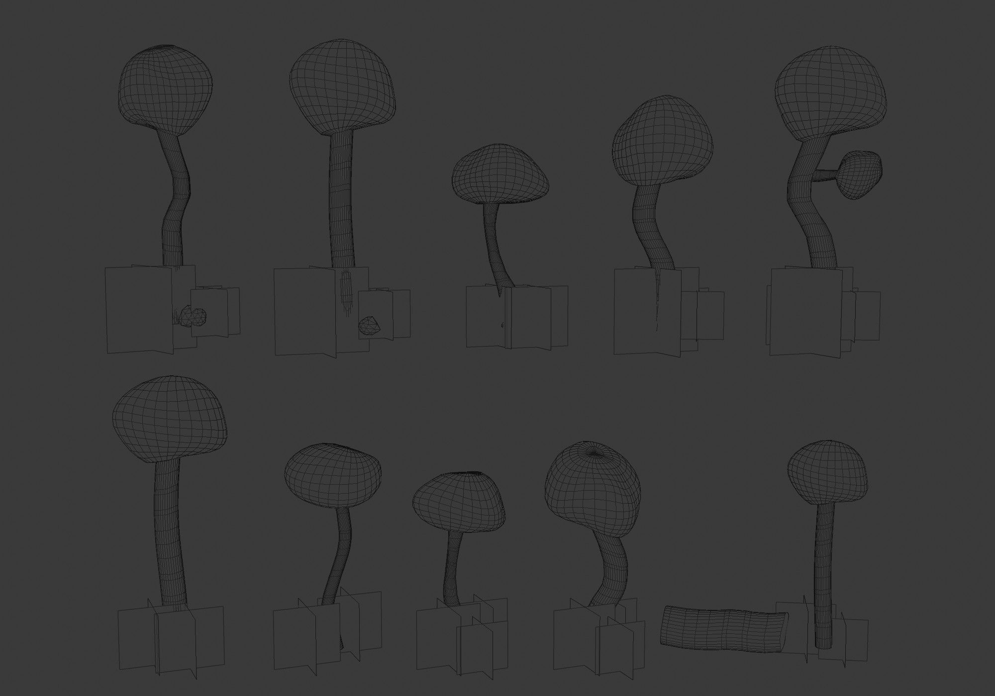 low poly trees collection set of and grass Low-poly 3D model_15