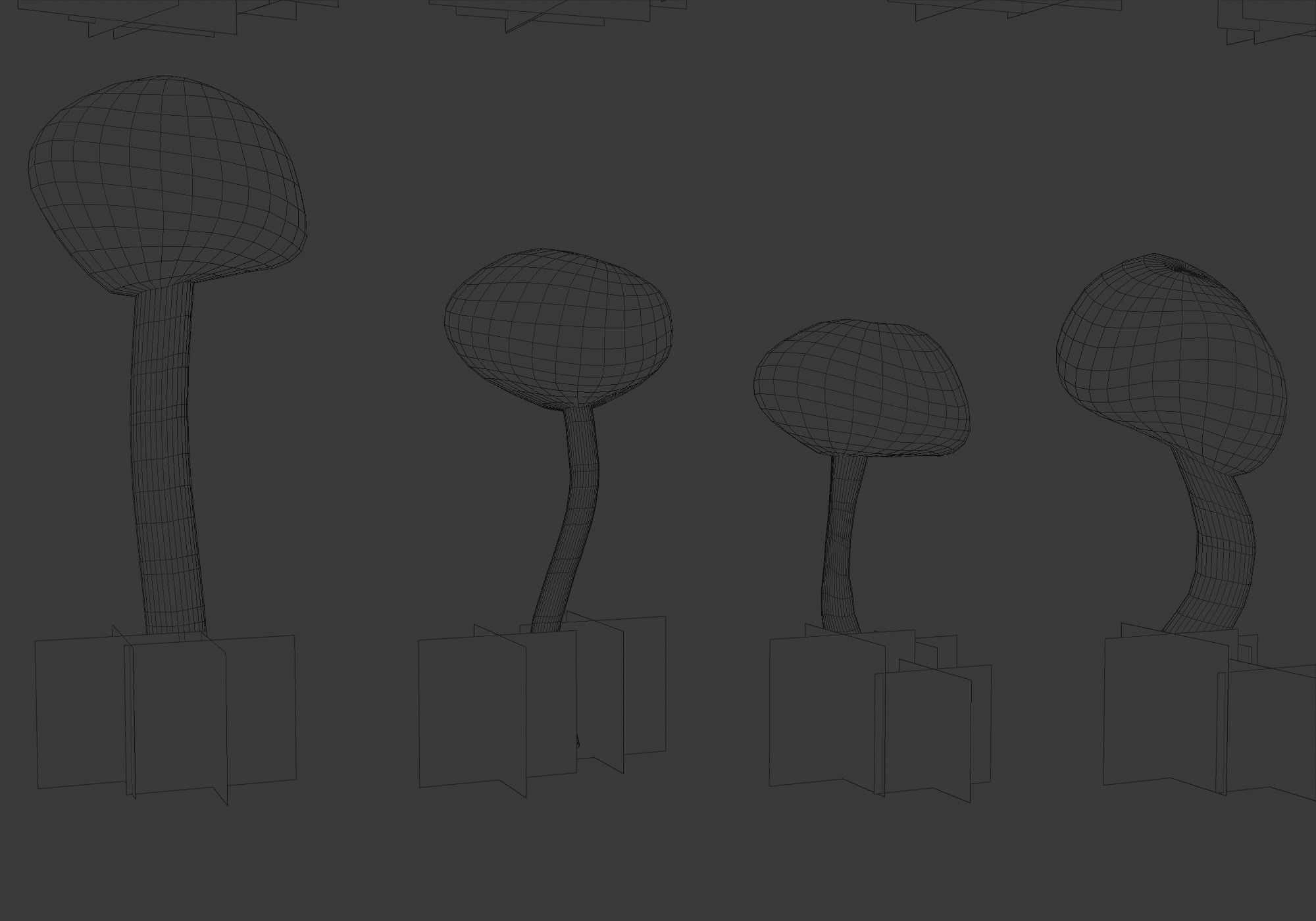 low poly trees collection set of and grass Low-poly 3D model_16