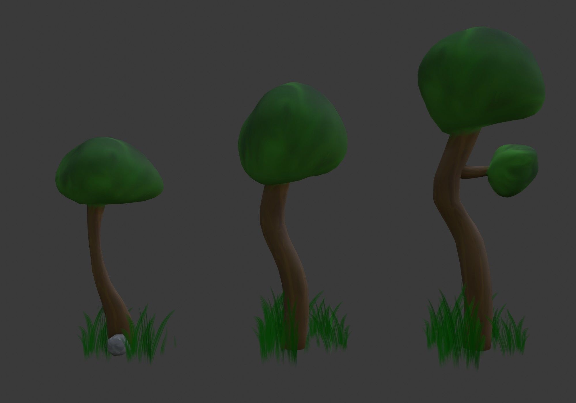 low poly trees collection set of and grass Low-poly 3D model_10