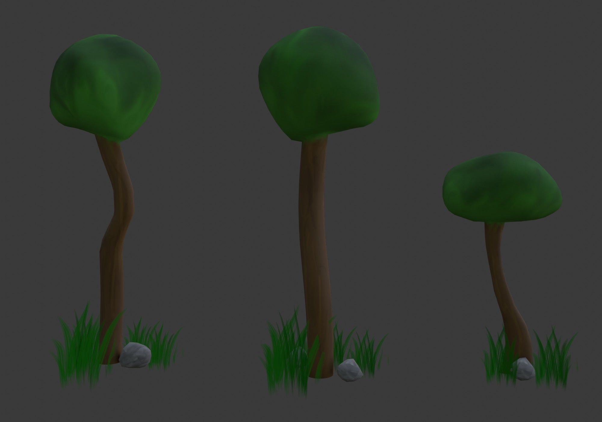low poly trees collection set of and grass Low-poly 3D model_9