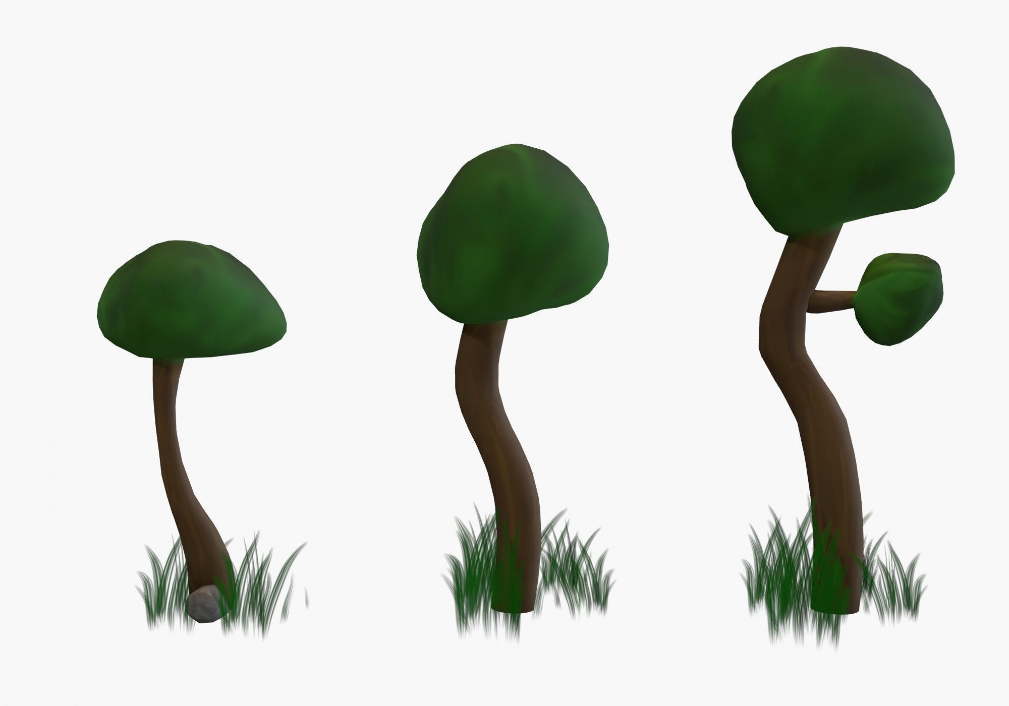 low poly trees collection set of and grass Low-poly 3D model_3