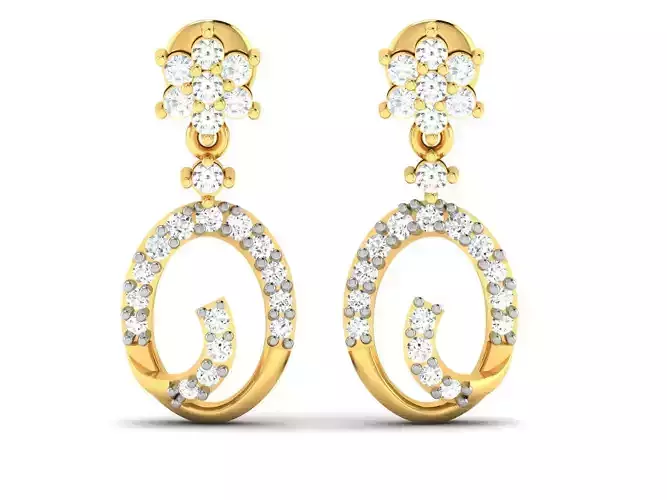 Earrings pair of gold with diamonds