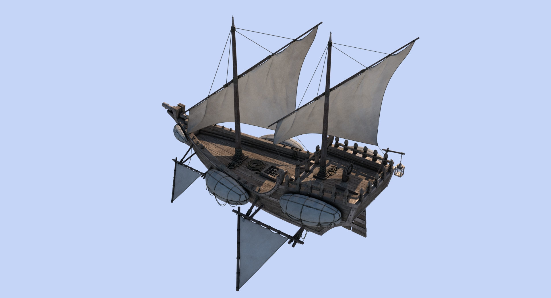 Fantasy Flying Ship 2 3D model_8