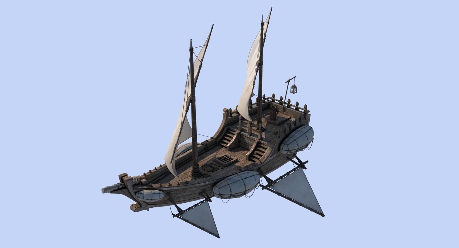 Fantasy Flying Ship 2 3D model_10