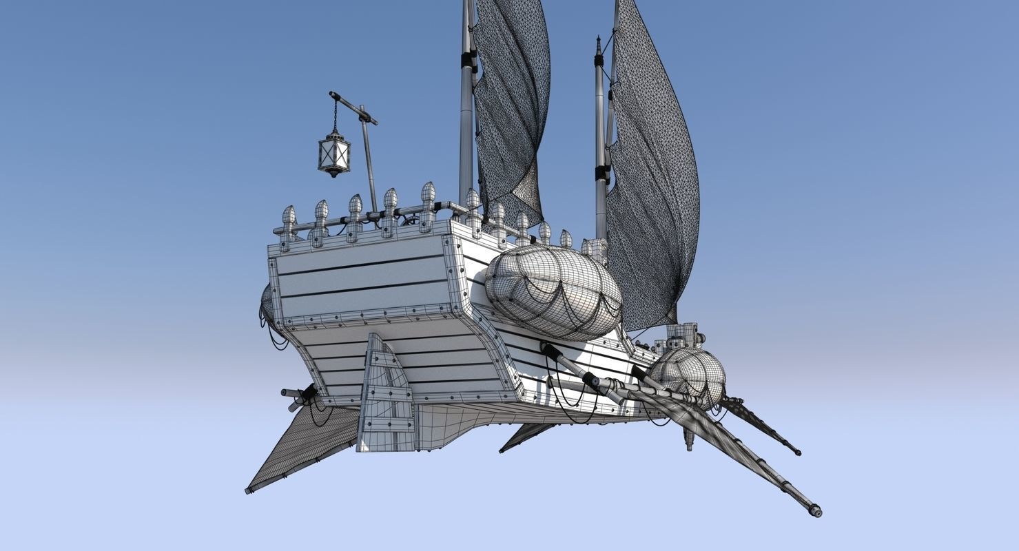 Fantasy Flying Ship 2 3D model_12