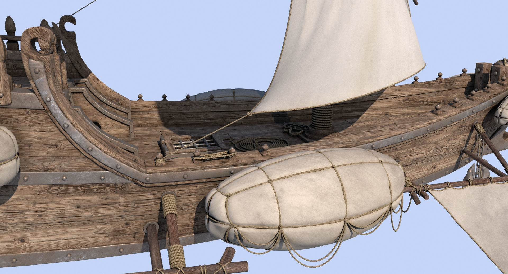 Fantasy Flying Ship 2 3D model_3
