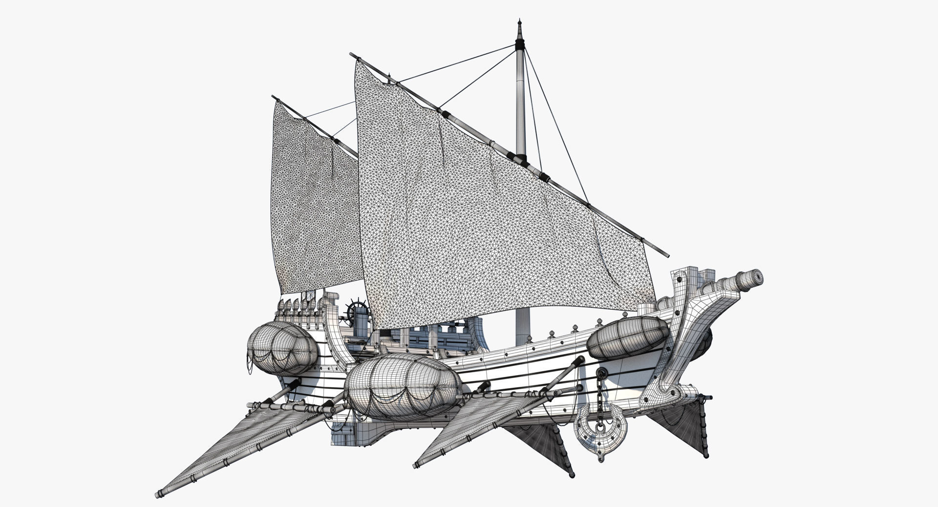 Fantasy Flying Ship 2 3D model_14
