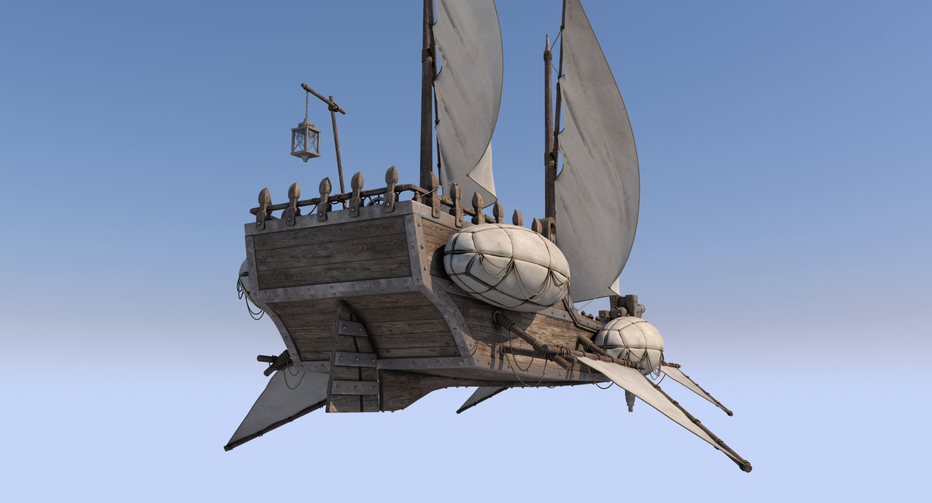 Fantasy Flying Ship 2 3D model_7
