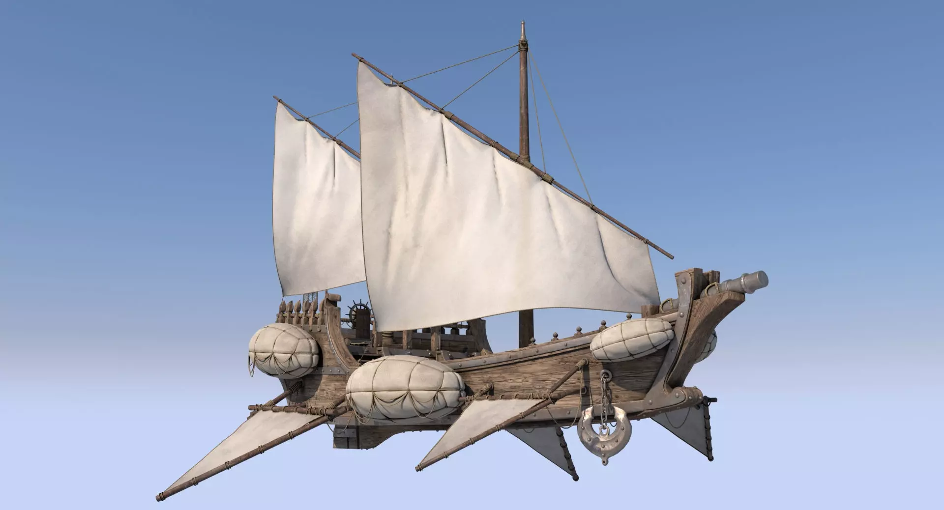 Fantasy Flying Ship 2 3D model_0
