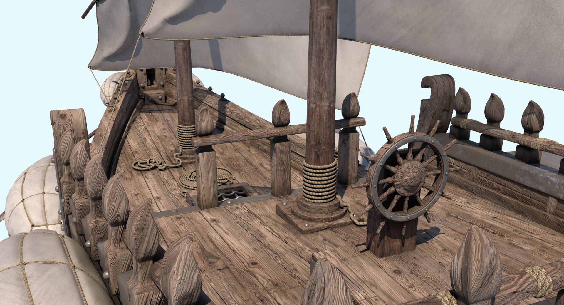 Fantasy Flying Ship 2 3D model_6