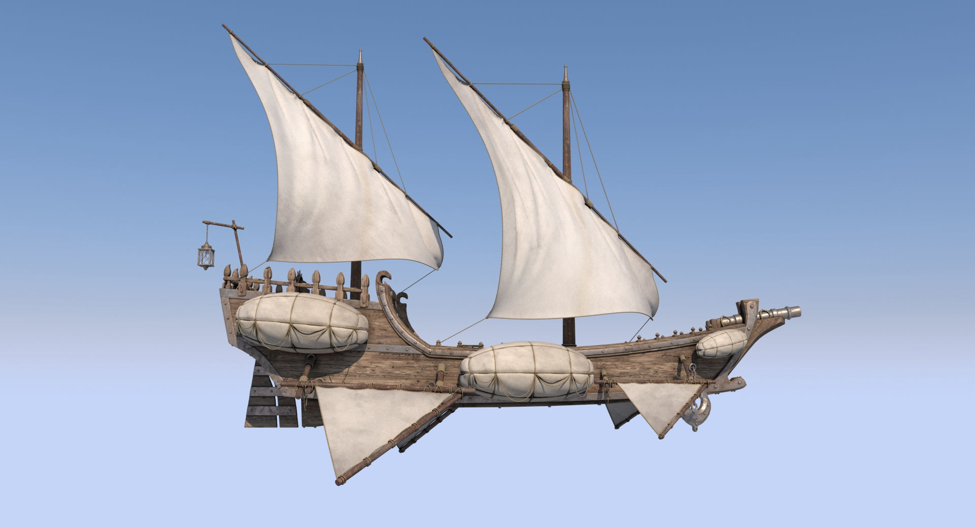 Fantasy Flying Ship 2 3D model_1