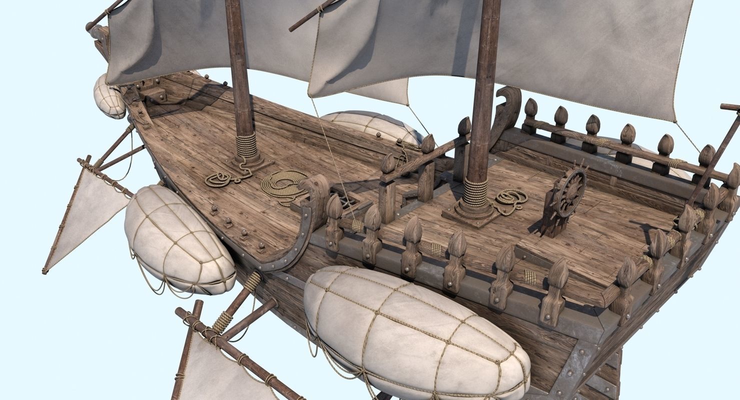 Fantasy Flying Ship 2 3D model_5