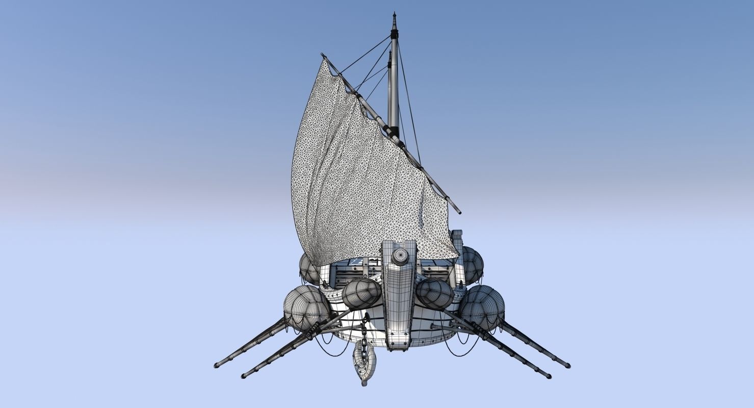 Fantasy Flying Ship 2 3D model_13
