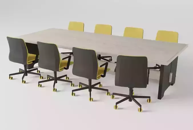 Meeting room table with modern office chairs