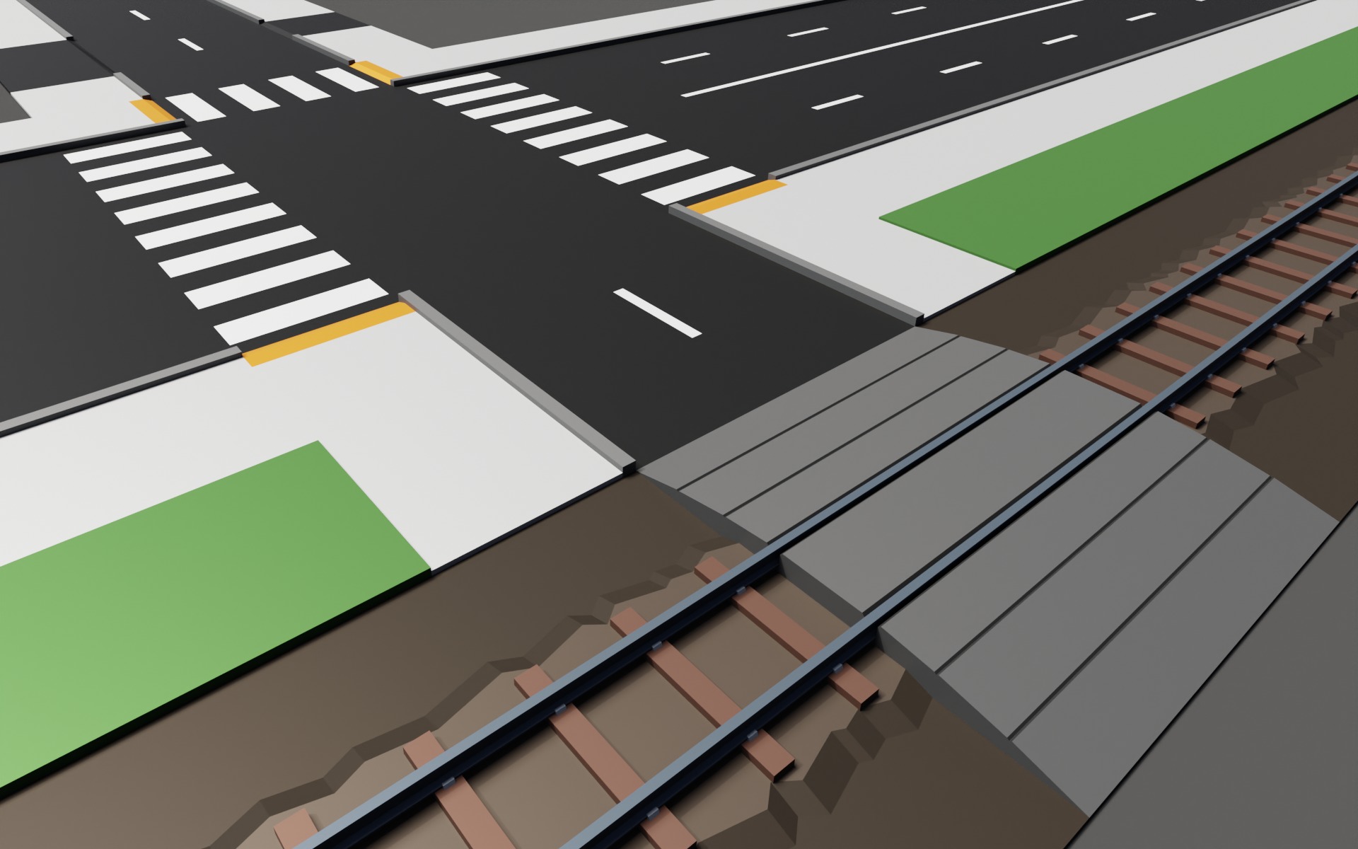 City Roads Tiles Asset Pack Low-poly 3D model_3