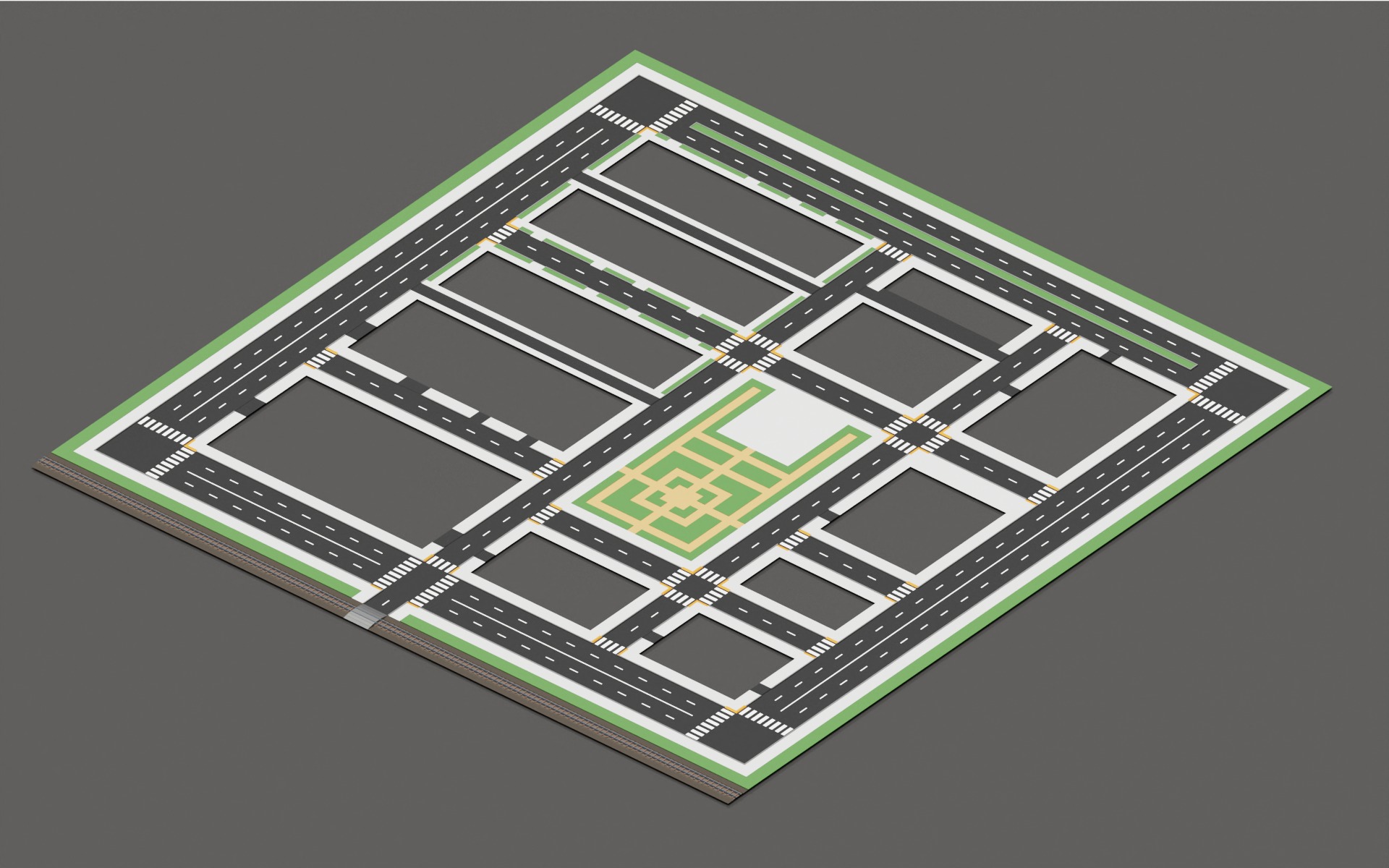 City Roads Tiles Asset Pack Low-poly 3D model_1