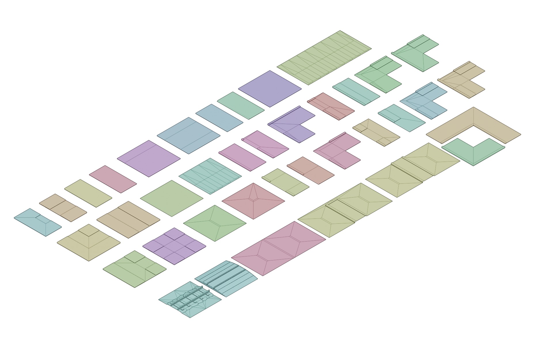 City Roads Tiles Asset Pack Low-poly 3D model_6