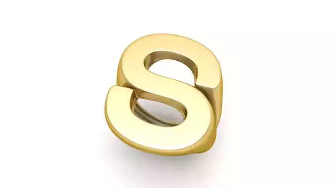 S Letter Plain Gold Ring  