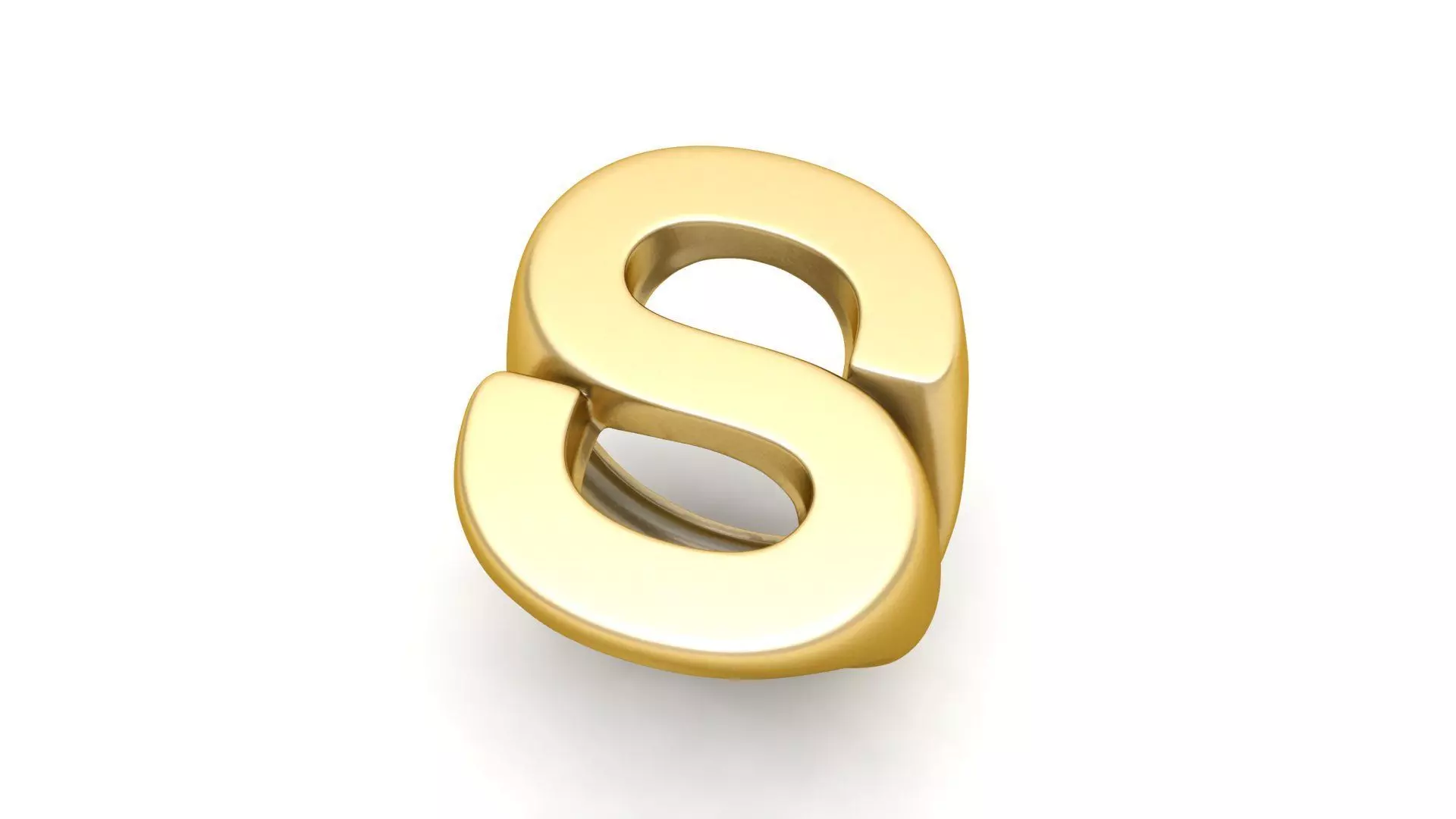 S Letter Plain Gold Ring 3D print model