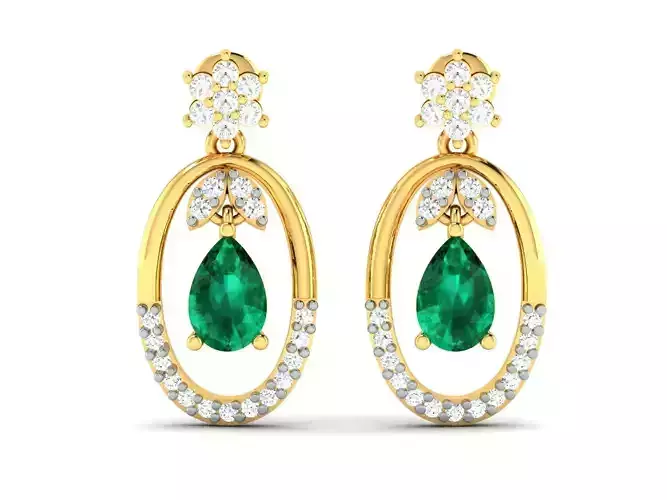 Earrings Bamboo Women Pear Stone Earrings 3D print model