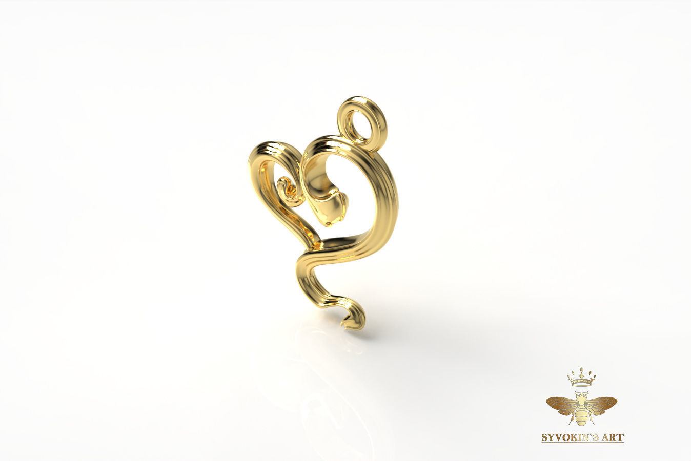 Heart pendant Art Nouveau 3D print model_1