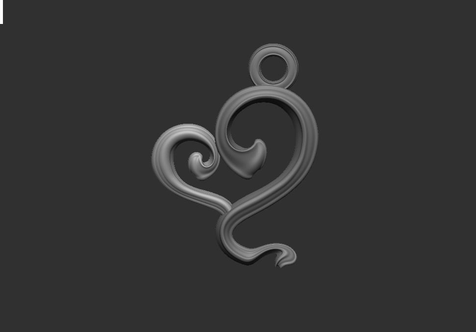 Heart pendant Art Nouveau 3D print model_2