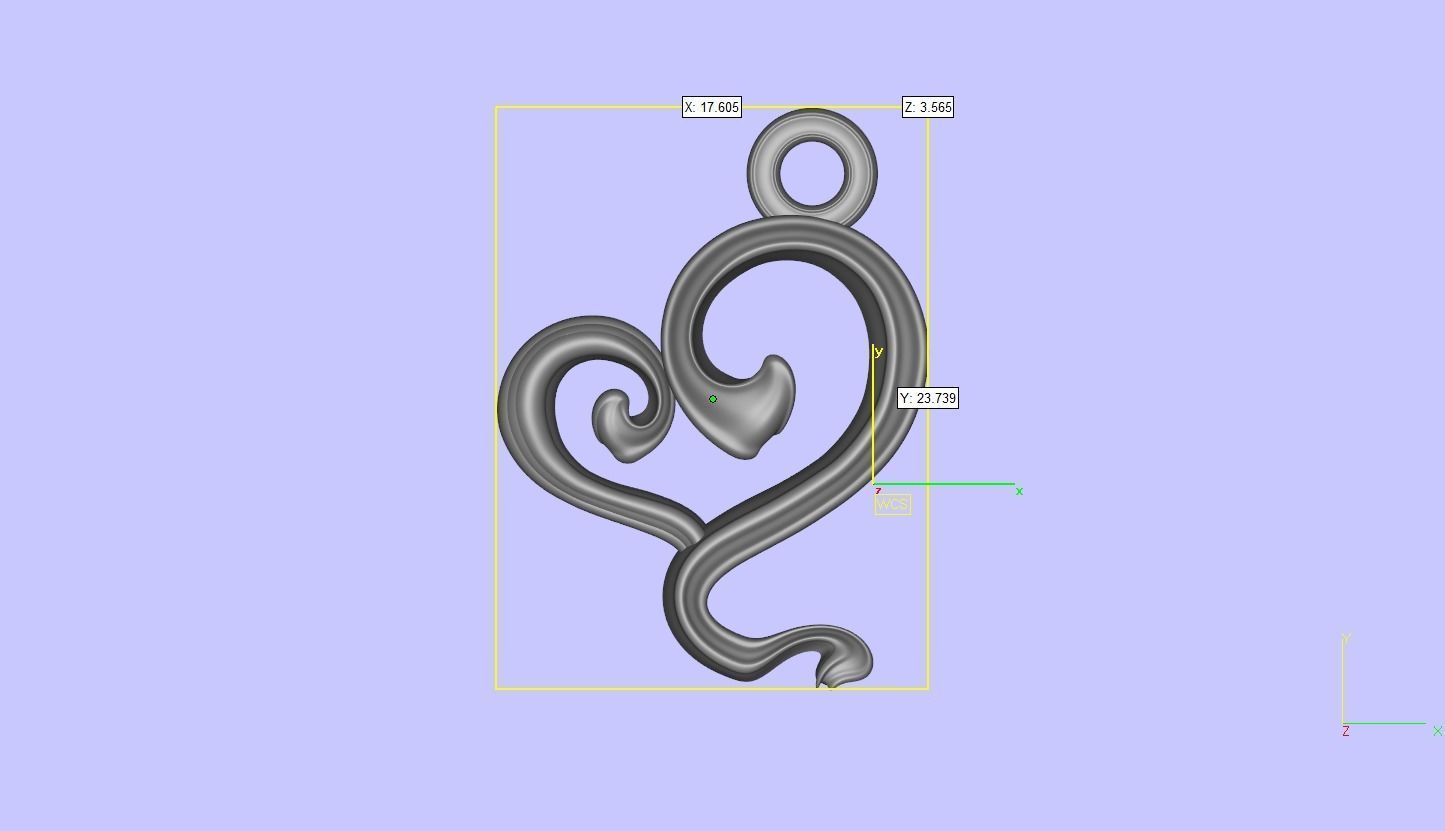 Heart pendant Art Nouveau 3D print model_4