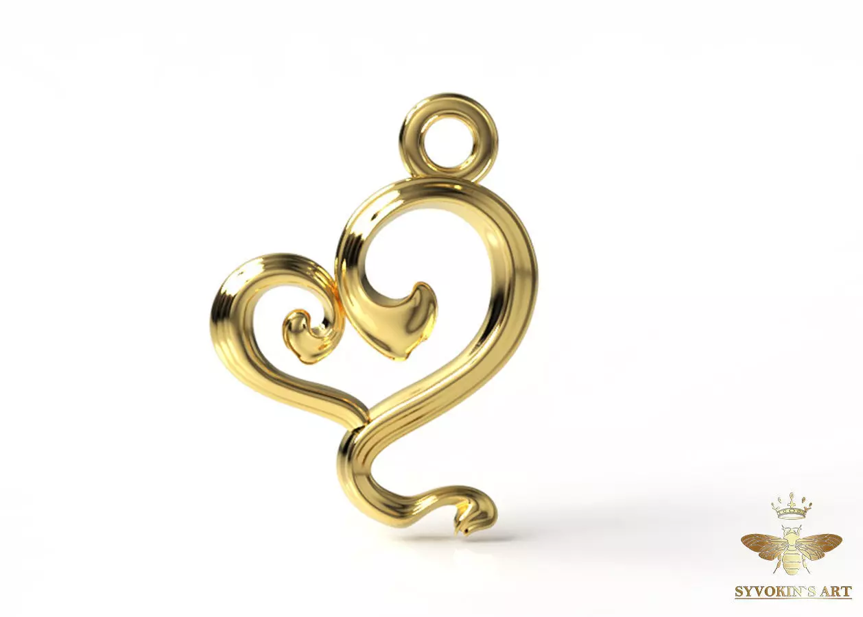 Heart pendant Art Nouveau 3D print model_0