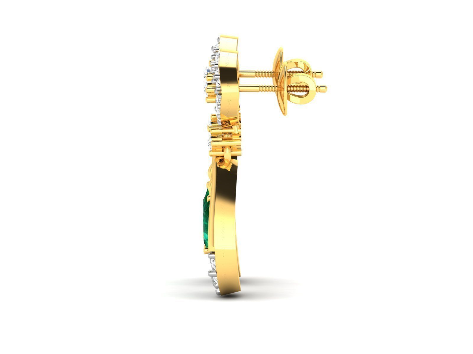 Women Pear Stone Earrings 3dm stl render detail  3D print model_4