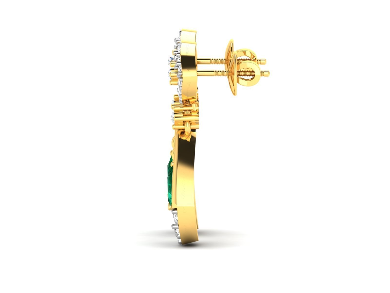 Women Pear Stone Earrings 3dm stl render detail  3D print model_5