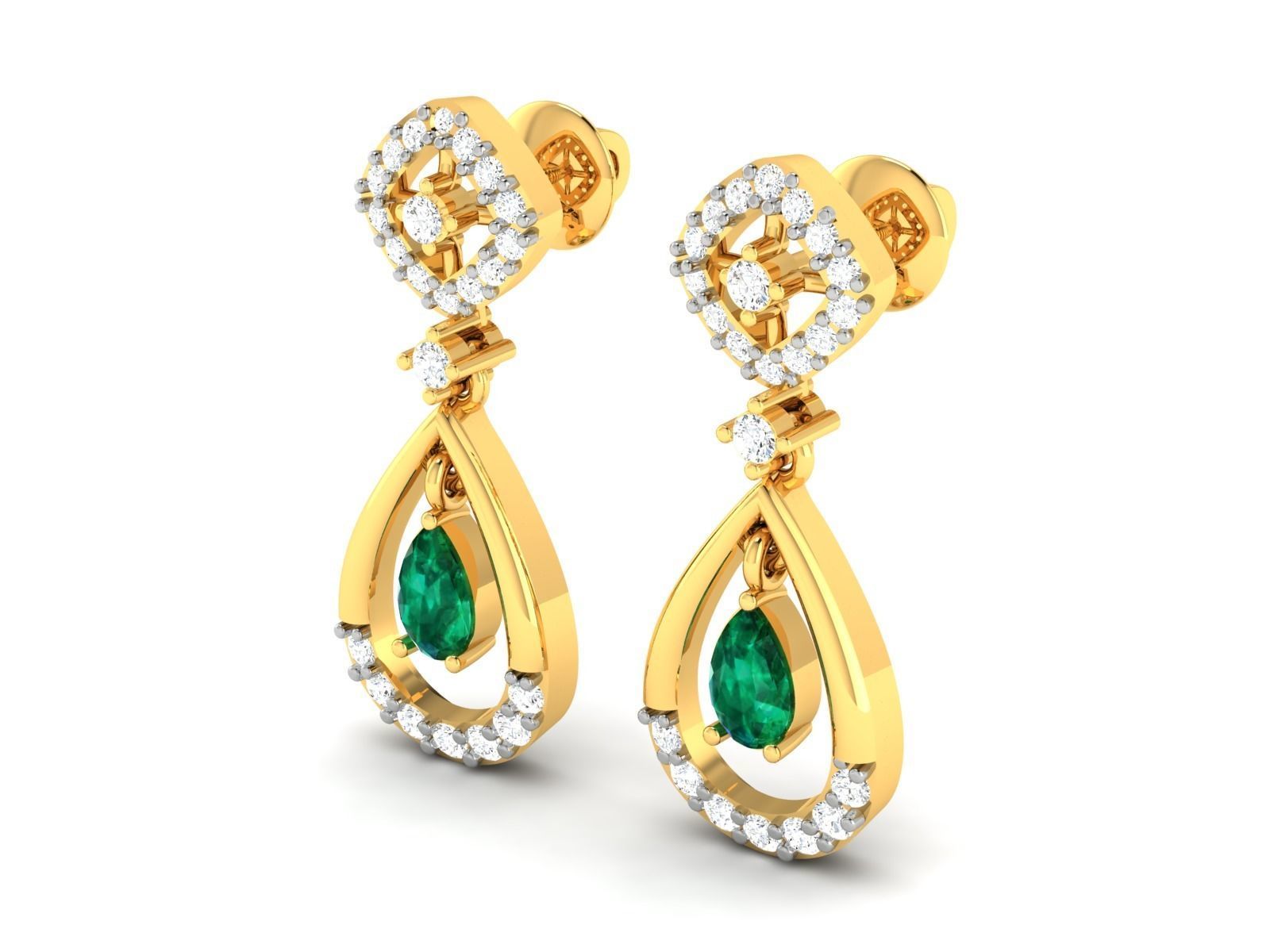 Women Pear Stone Earrings 3dm stl render detail  3D print model_1