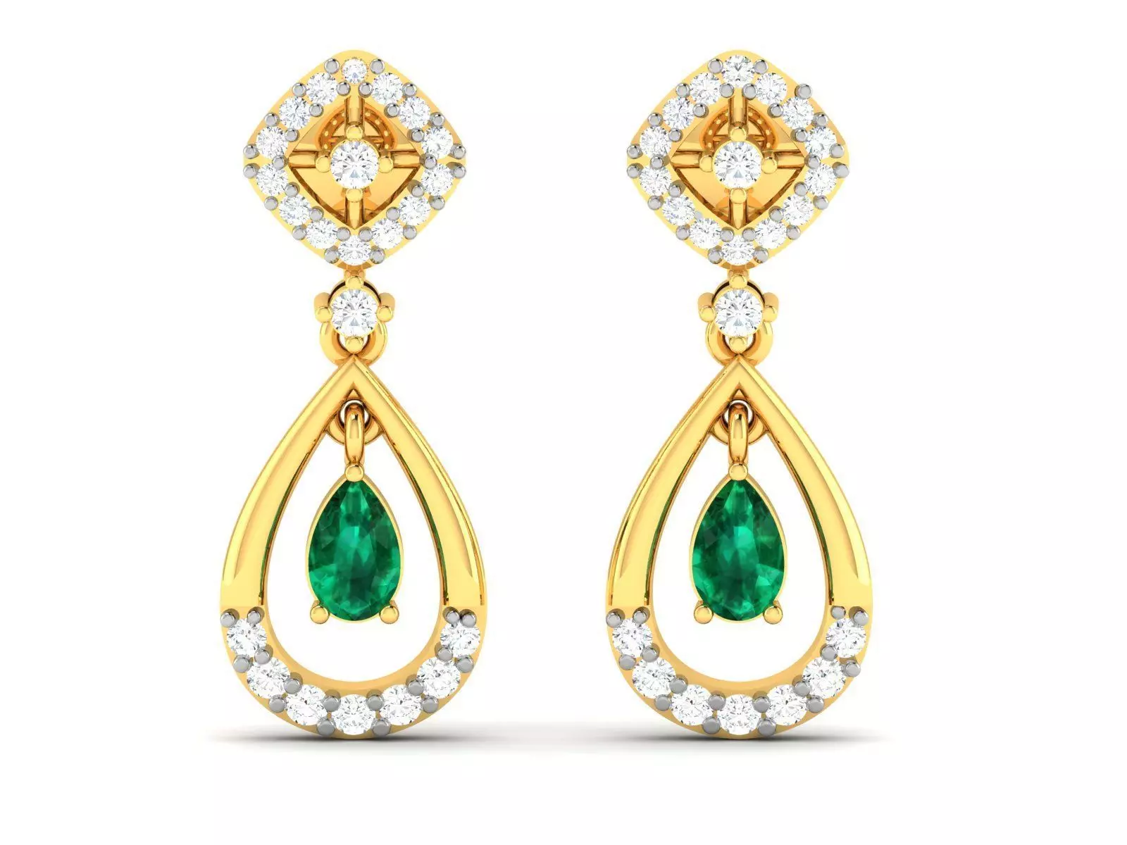 Women Pear Stone Earrings 3dm stl render detail  3D print model_0