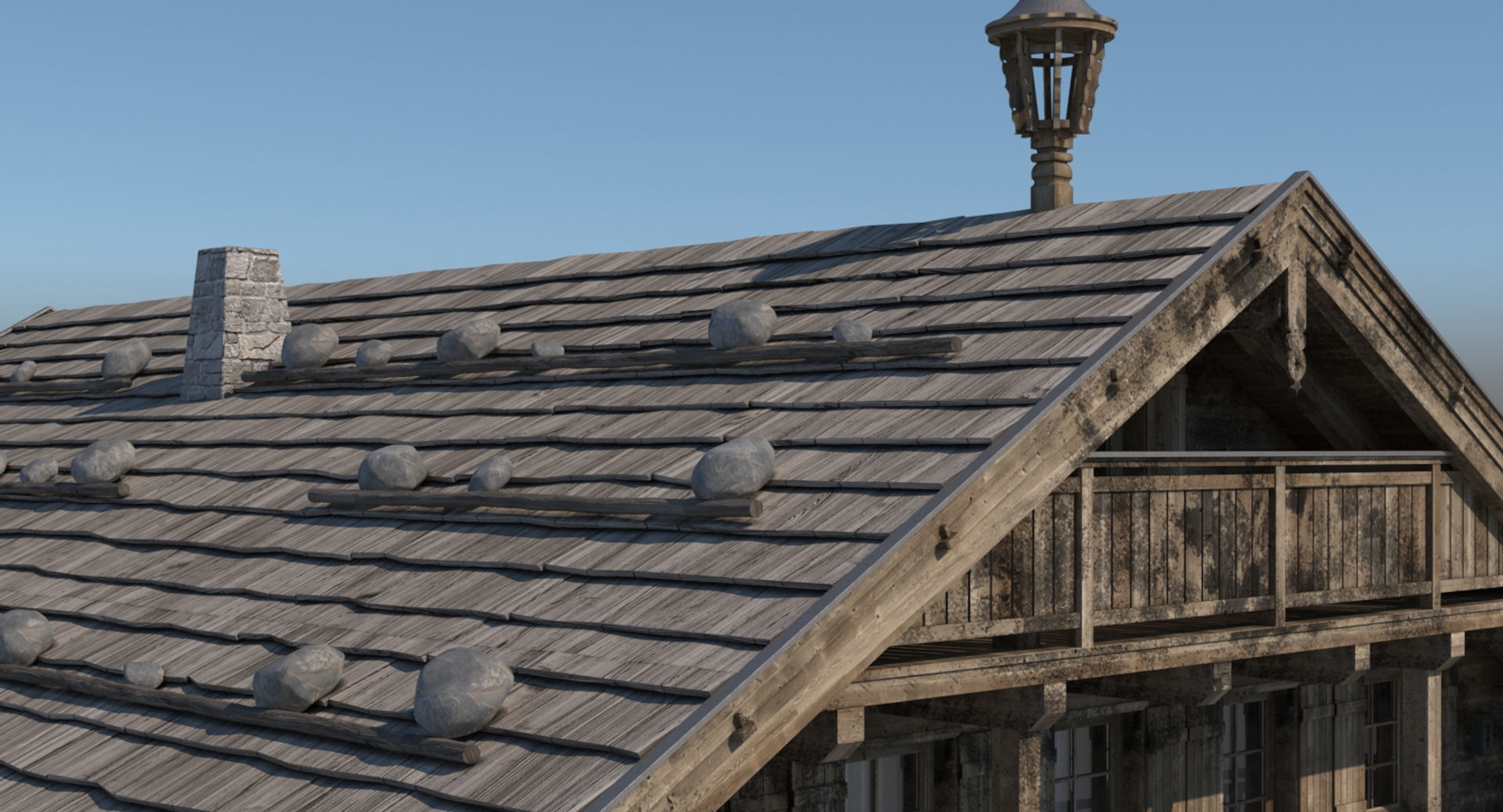 Chalet 3 wooden house 3D model_3