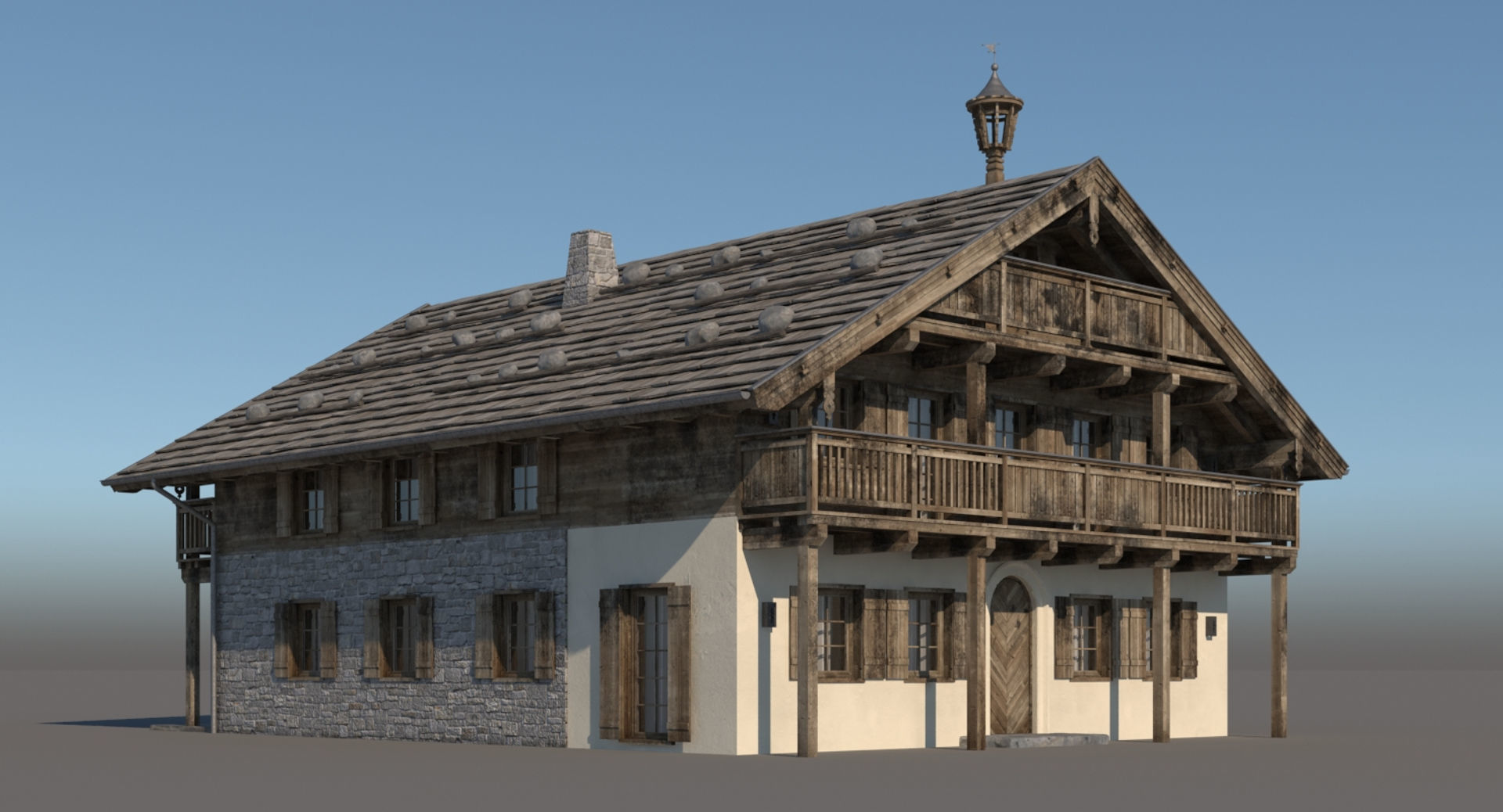 Chalet 3 wooden house 3D model_8