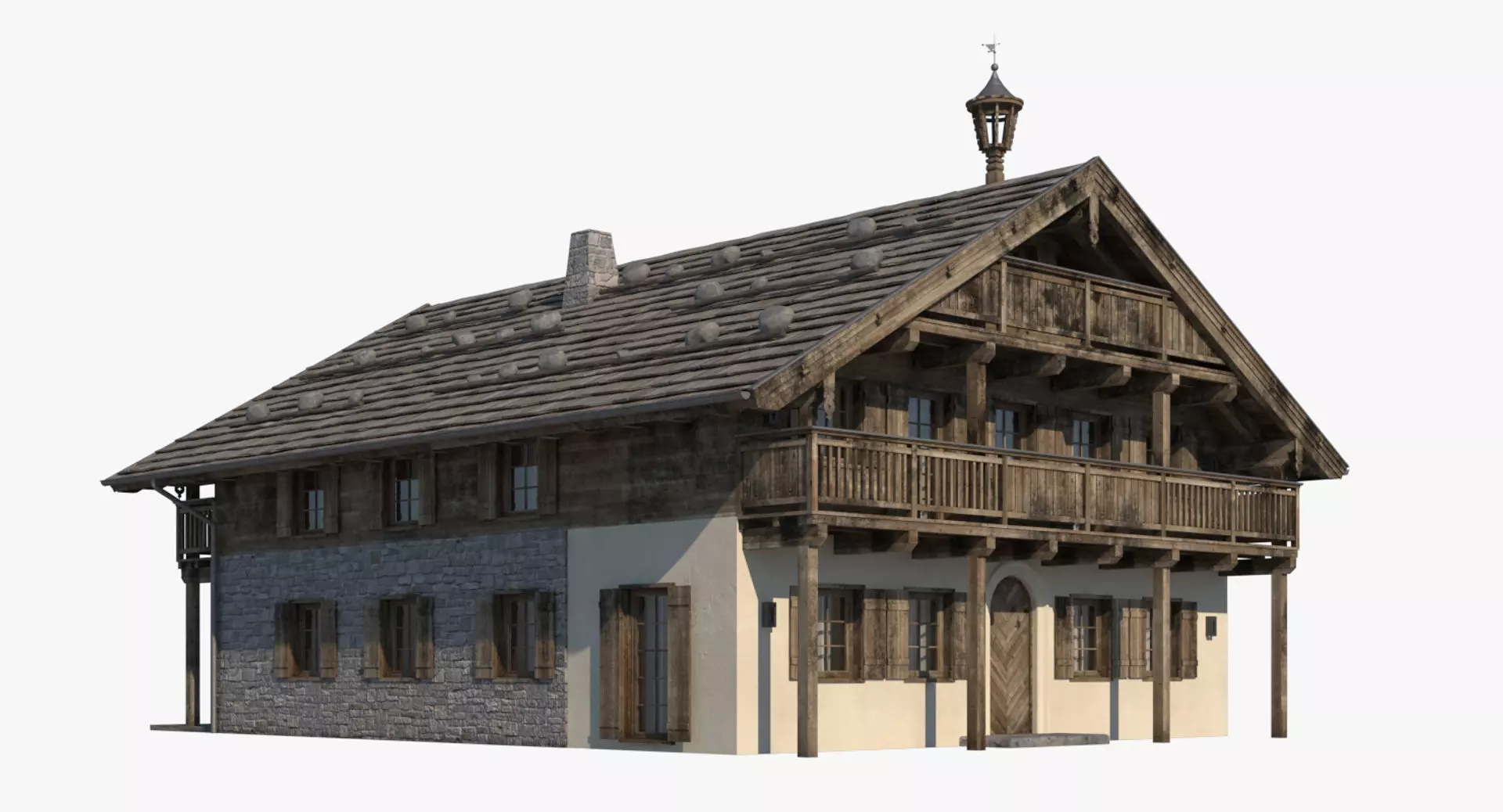 Chalet 3 wooden house 3D model_0