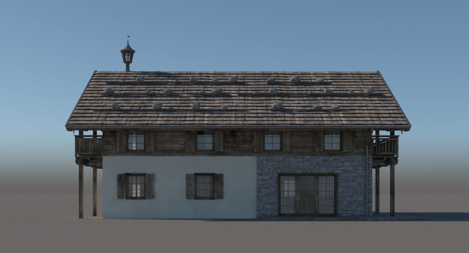 Chalet 3 wooden house 3D model_14