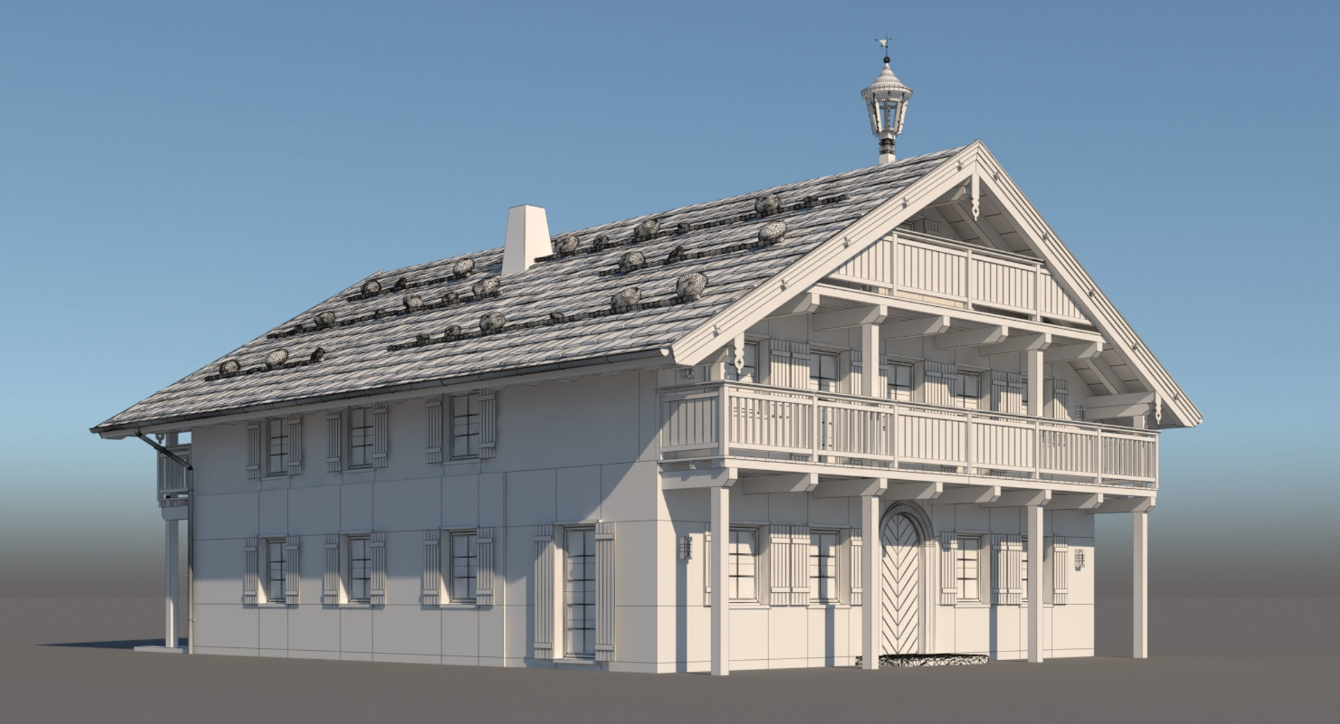 Chalet 3 wooden house 3D model_9