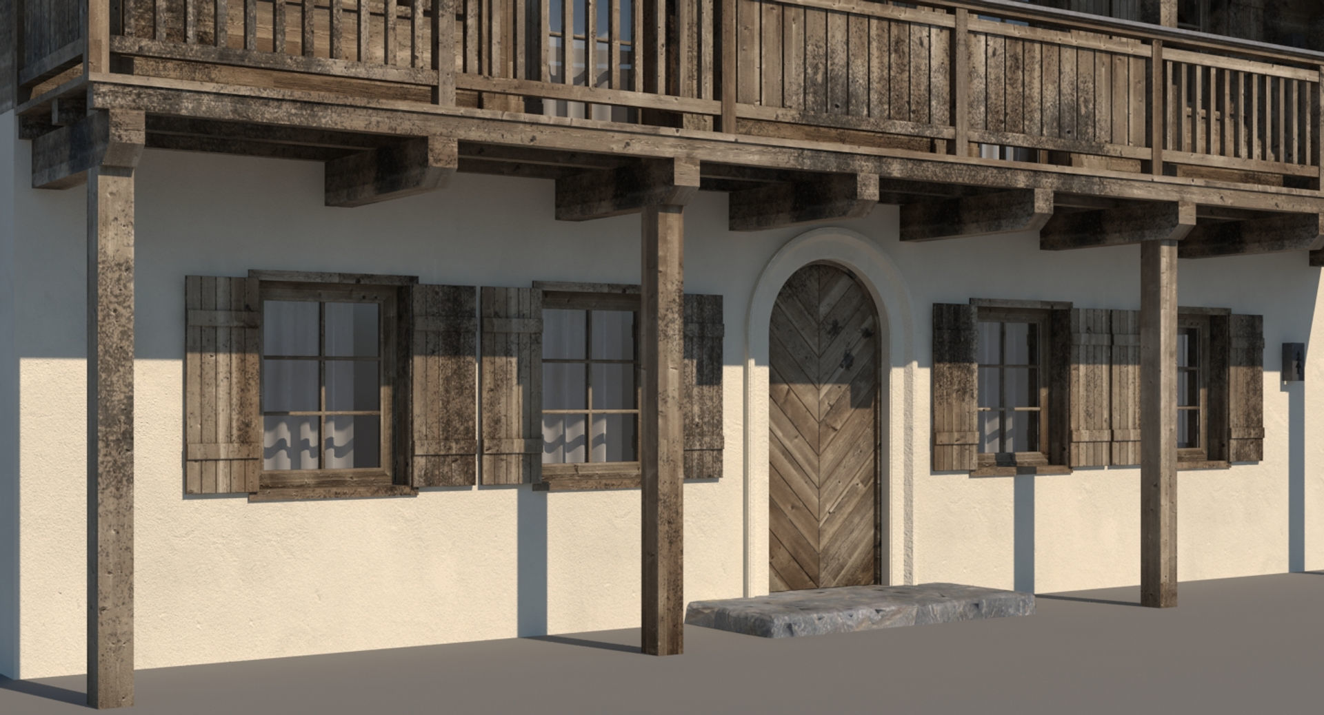 Chalet 3 wooden house 3D model_5