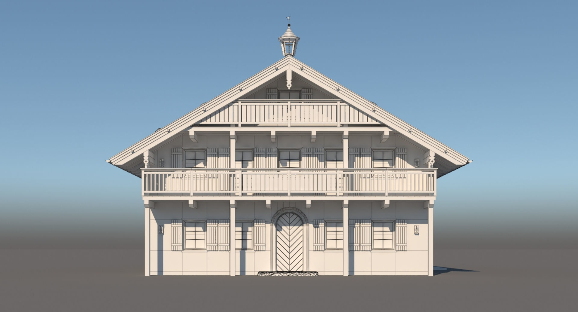 Chalet 3 wooden house 3D model_11