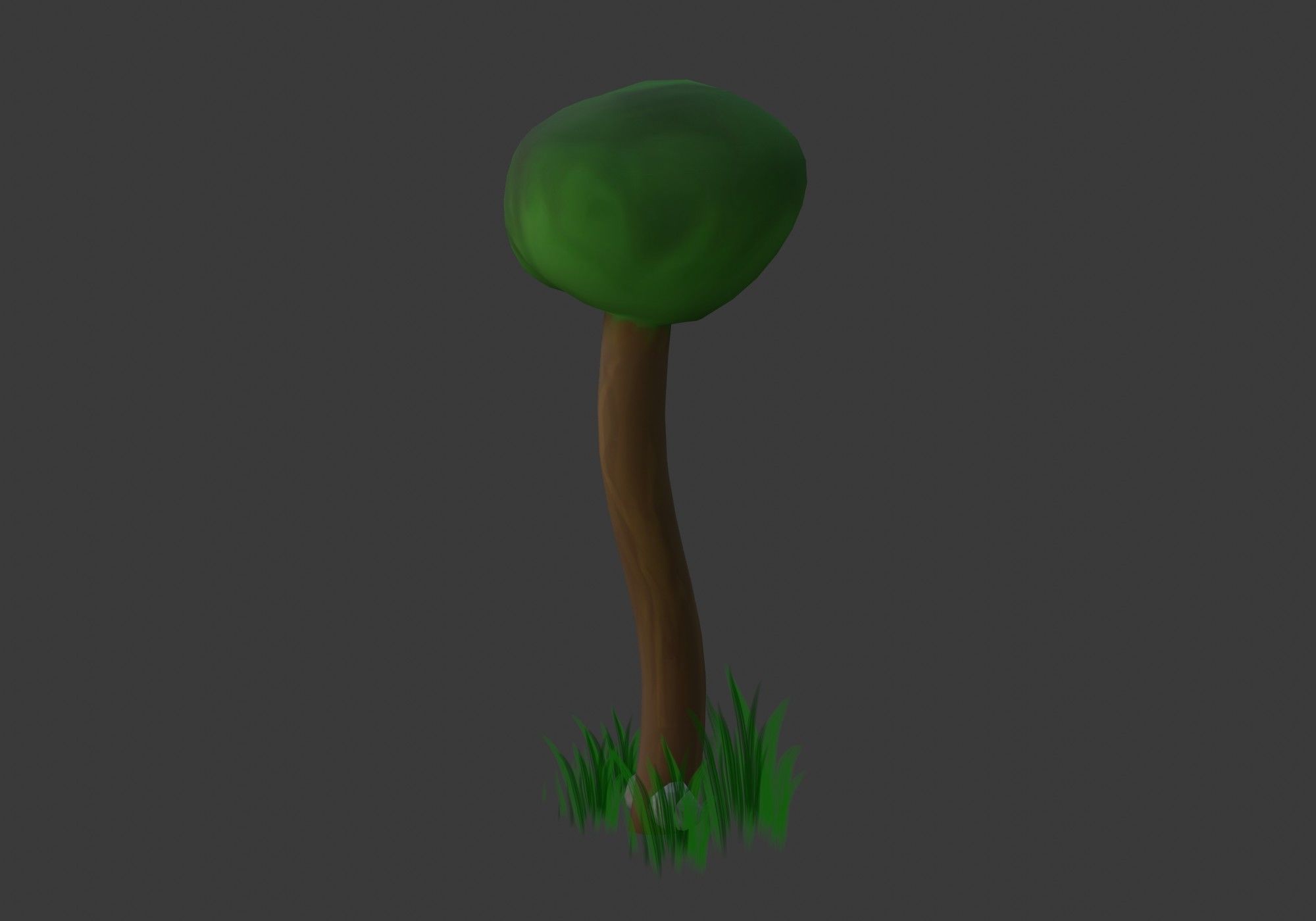 cartoon tree with grass and stone Low-poly 3D model_9